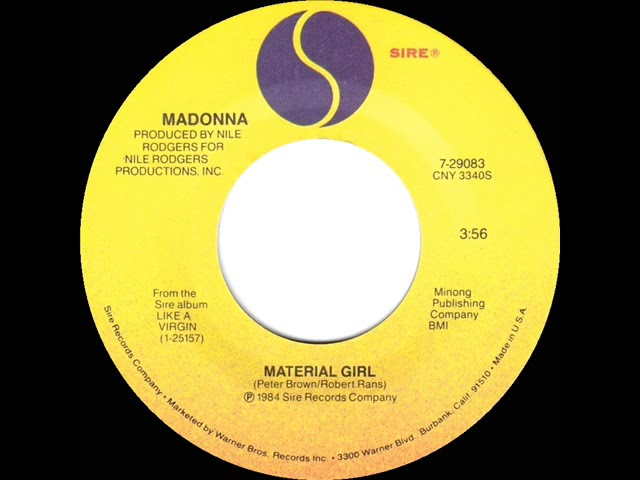 1985 Material Girl - Madonna (a #1 record--stereo 45 single version) class=