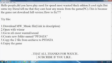 Need For Speed Most Wanted No Music Fix
