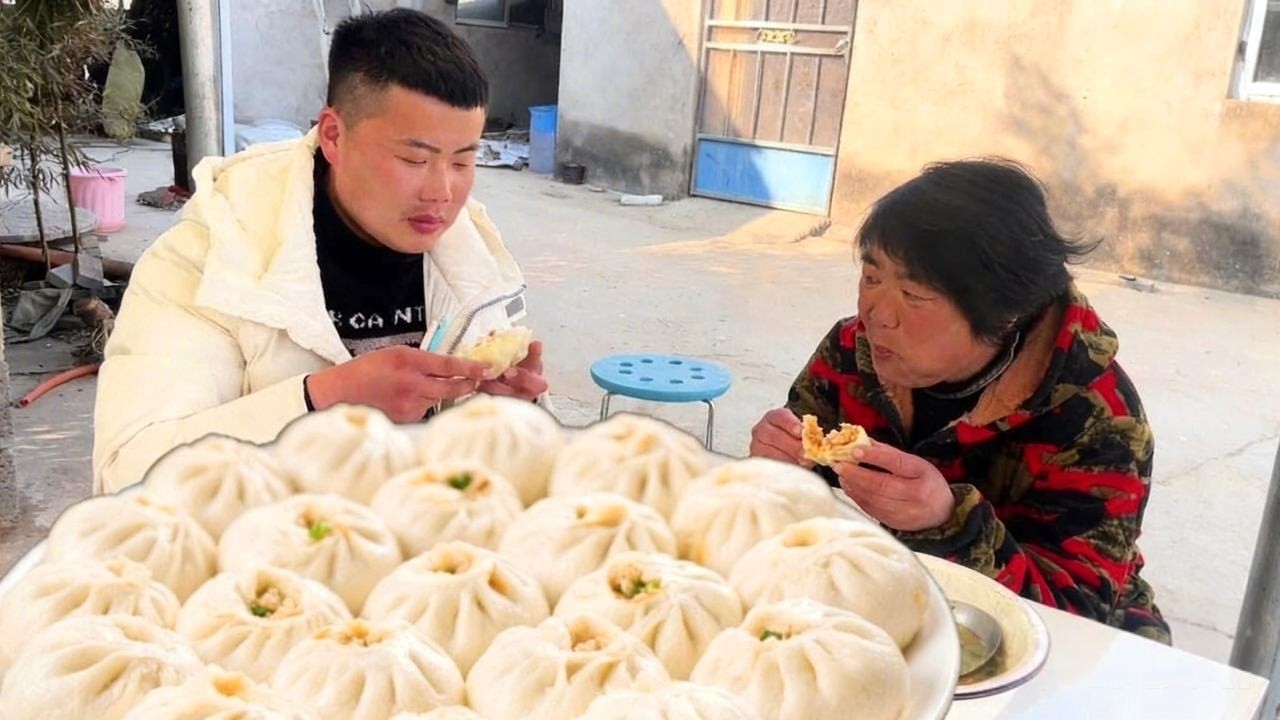 豆腐馅包子+现熬羊肉汤，羊汤滚烫，豆腐包子软乎，太暖心！【正经吃货小军哥】