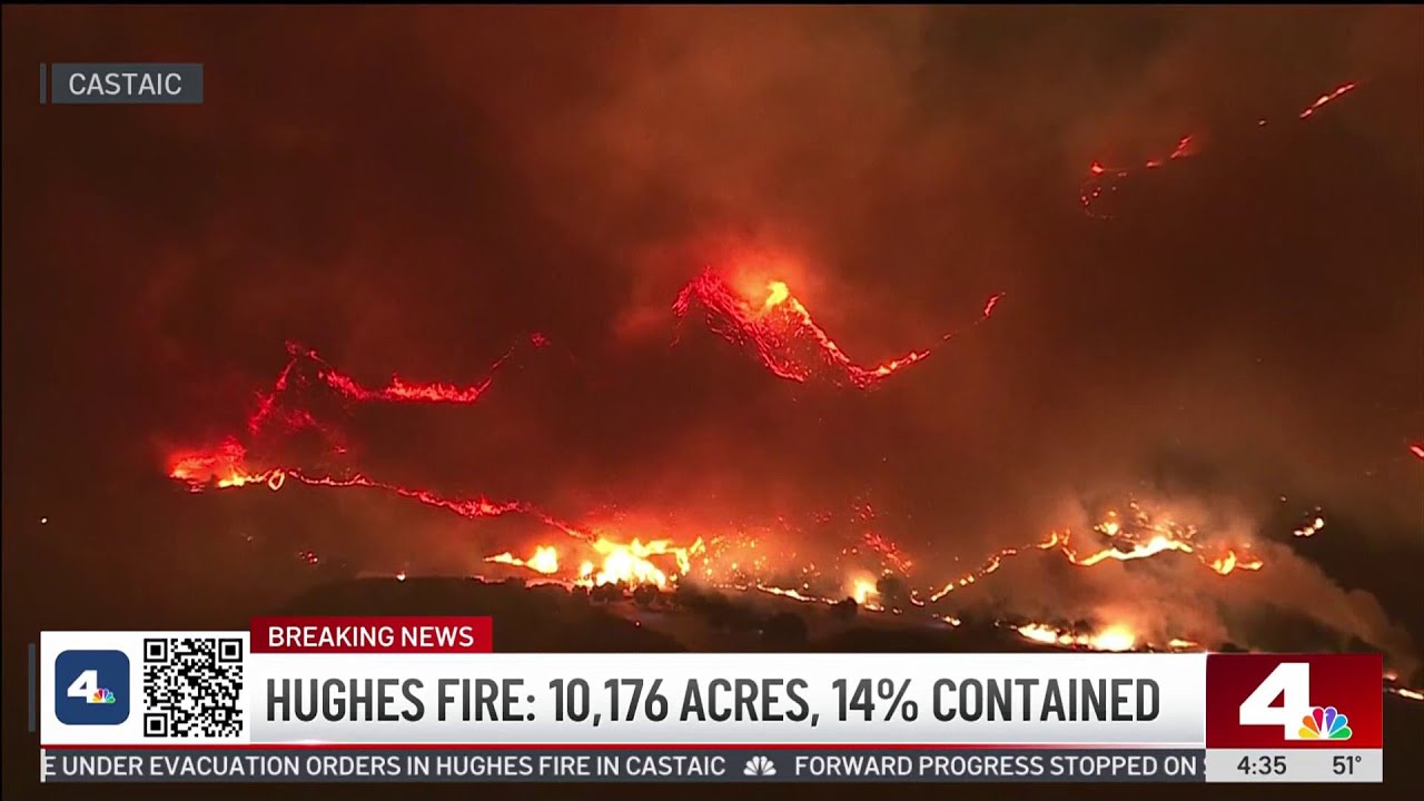 Hughes Fire burns over 10,000 acres and is 14% contained - YouTube