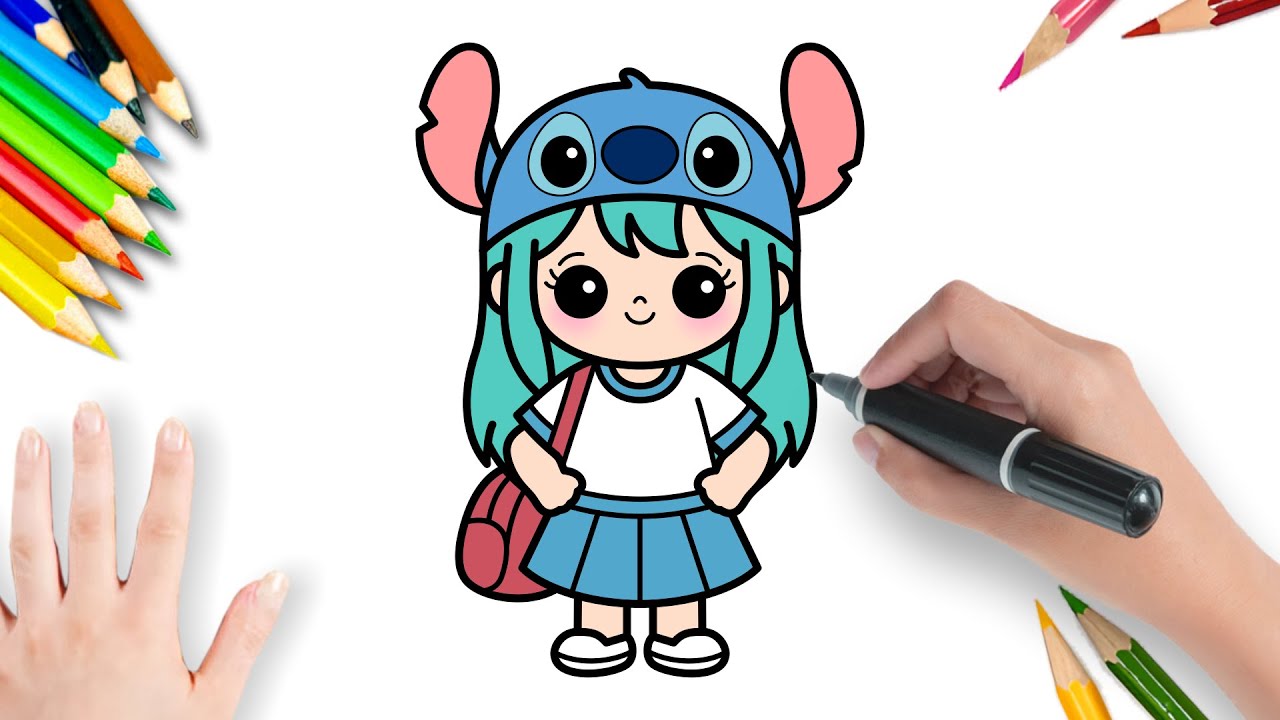 Como Desenhar Uma Menina Fofa Com Touca do Stitch