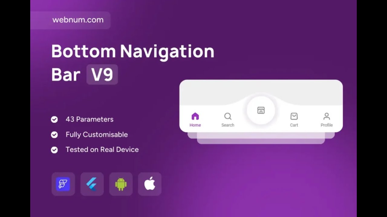 FlutterFlow Bottom Navigation Bar Widget 💫 Modern Nav + Center Button # ...