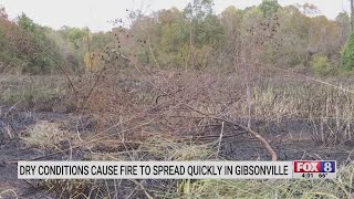 Dry conditions cause fire to spread quickly in Gibsonville