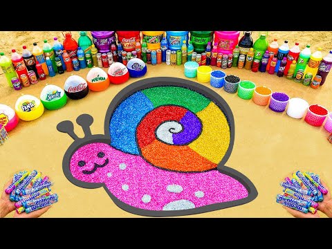 EXPERIMENT Slime - How To Make Rainbow Snail With Glitter Slime, Orbeez, Coca Cola vs Mentos