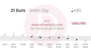 Green Day - 21 Guns Drum Score chords