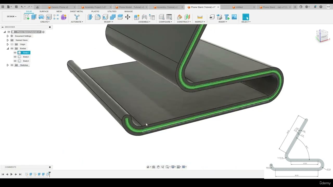 Practice Modelling the Phone Stand In Fusion 360 || Autodesk Fusion 360 Training Tutorial 63
