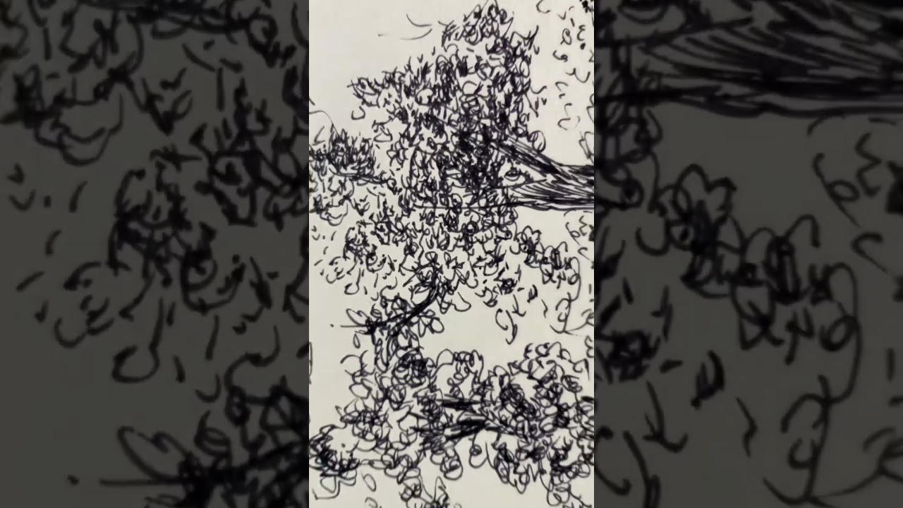 Free Hand Pen Landscape Memory Drawing 