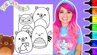 Coloring Squishmallows Animals (Bear, Owl, Crab & Polar Bear) Coloring Page | Caliart Markers