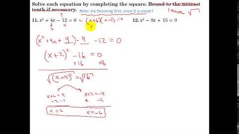 Glencoe Algebra 1 - Solve Quadratics by Completing The Square