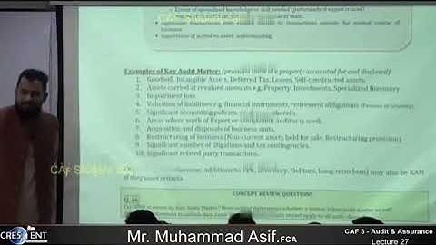 CAF 08 - AUDIT   LECTURE # 27  BY SIR ASIF   SEPTEMBER 2024 ATTEMPT