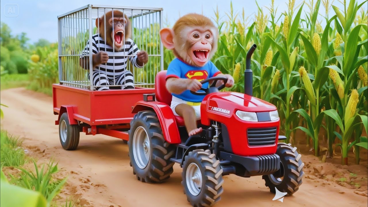 Monkey HiHi's Barley Harvesting Failure Harassed by Chimpanzees #monkeyfarmer