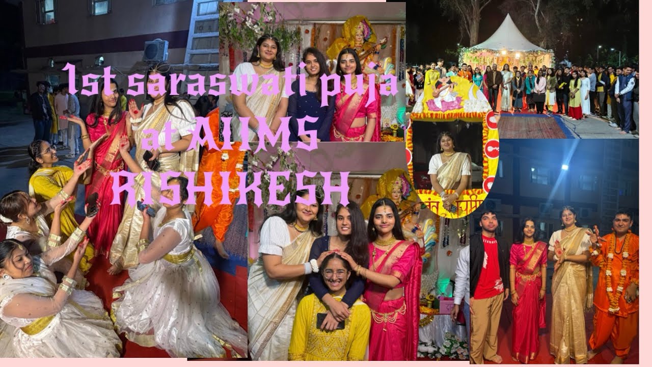 Sarswati puja vlog . AIIMS Rishikesh 1st puja expirence cultural festival at AIIMS . 