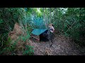 Solo Bushcraft in Rainy Season - Building Laavu Shelter Alone - Survival Overnight Trip in Forest