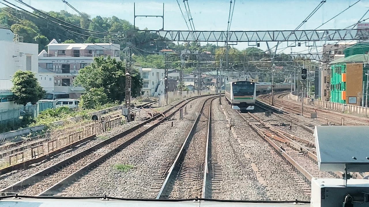 東海道線前面展望　東京→平塚パート２　横浜→藤沢　＜Cabview Japanrail Tokaido Line part2　from Yokohama to Funisawa＞