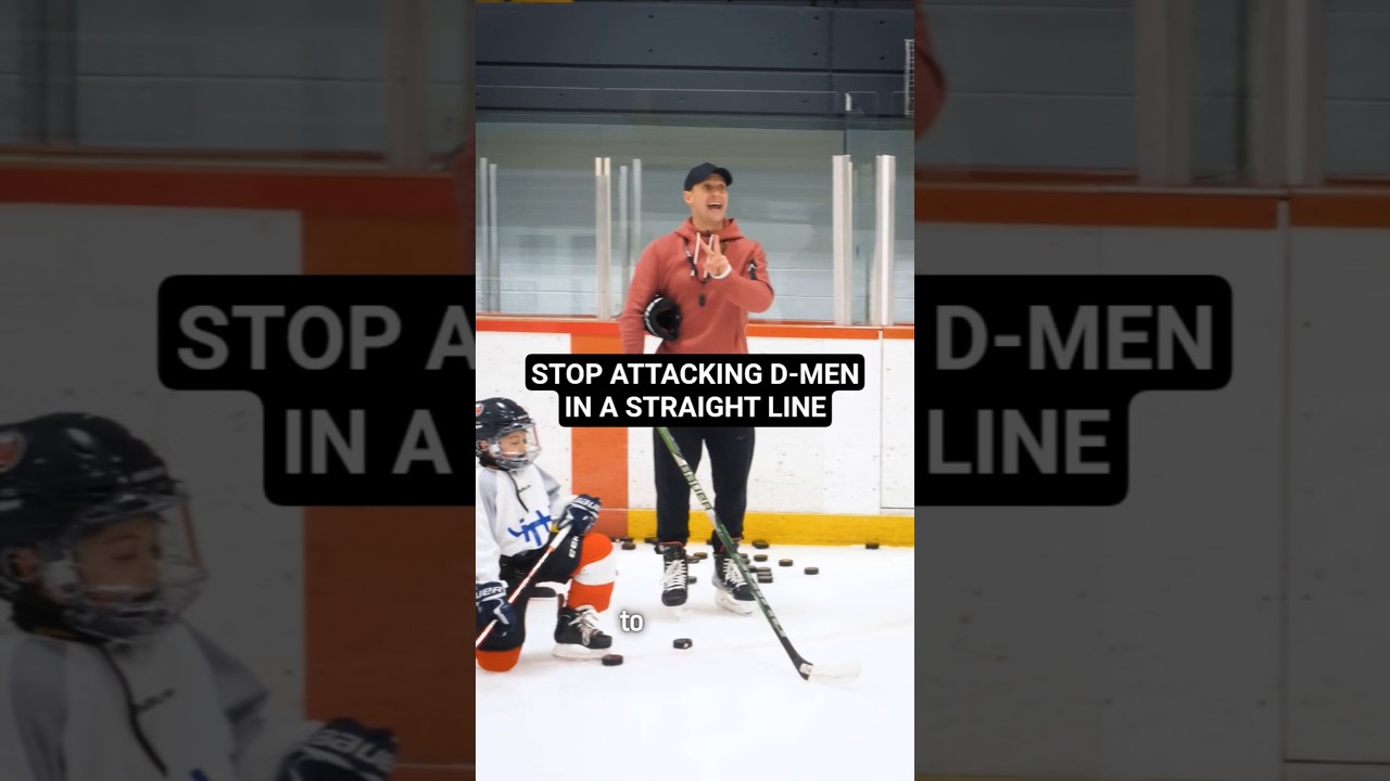 STOP ATTACKING D-MEN IN A STRAIGHT LINE #hockeycoaching #hockeytraining
