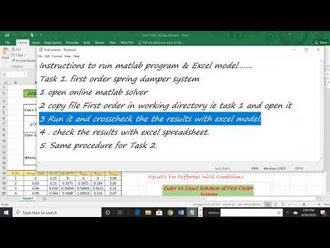 MATLAB and Excel Model of 1DOF and 2 DOF Dynamic System.