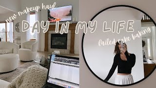DAY IN MY LIFE : first vlog of 2023! current makeup routine, new makeup haul, I baked a cake???