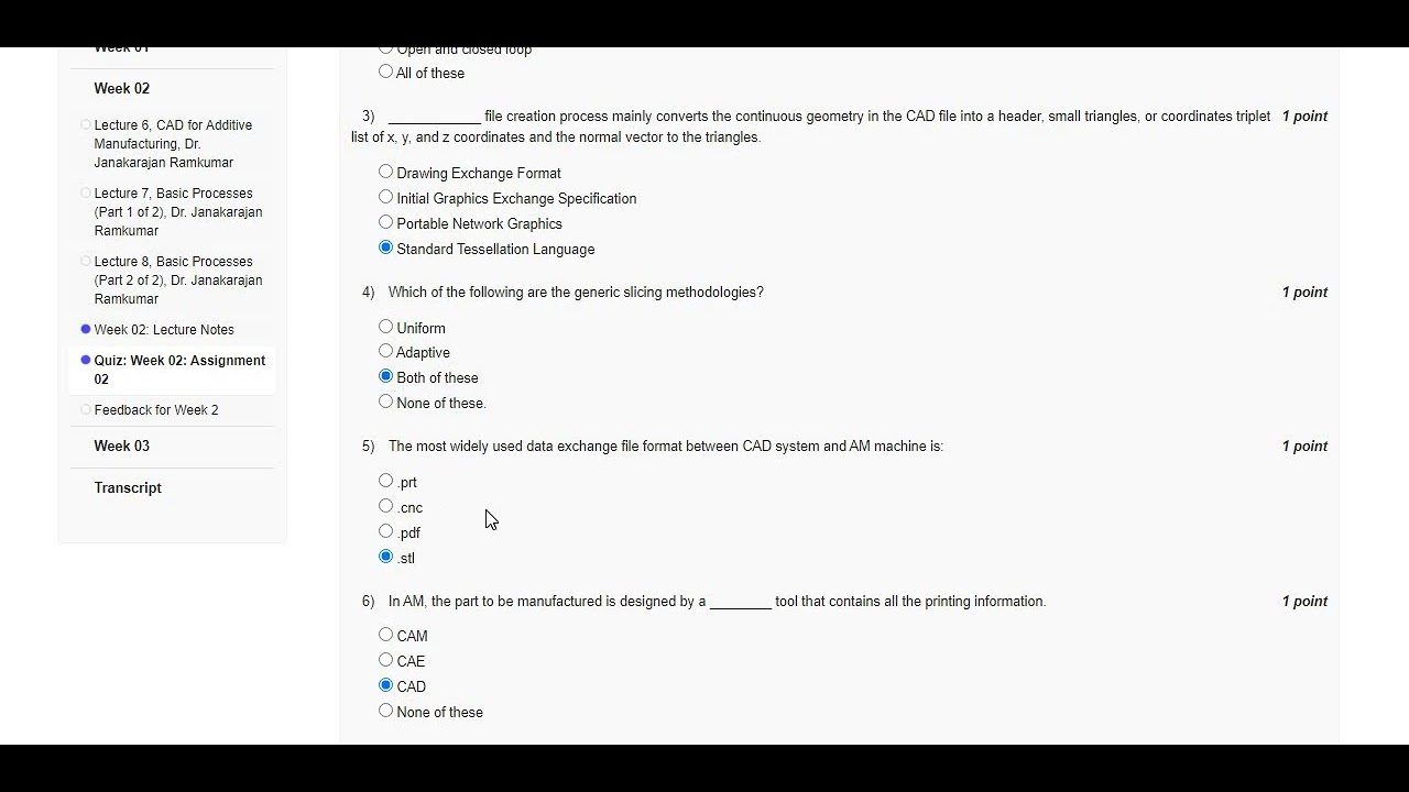 NPTEL-Metal Additive Manufacturing:Week 02: Assignment 02
