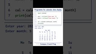 day - 63 programming for calendar date display #coding #python #70dayschallenge