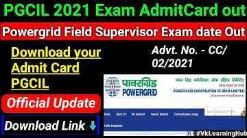PGCIL Field Supervisor/Engineer 2021 Exam Date Admit Card Out | Powergrid Exam date out notice | VLH