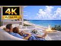 Ocean Waves &amp; Fire Sounds for Deep Relaxation (No Music) 4K
