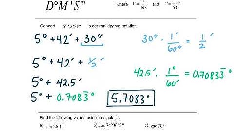 172 6.1d Degrees Minutes Seconds, Dms, Using The Calculator For Trig, Inverse Trig Button
