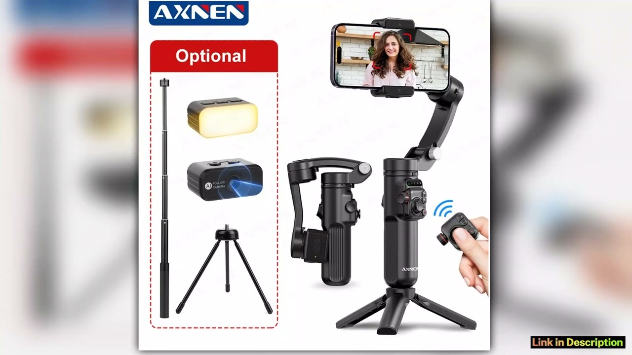 AXNEN M02 Phone Stabilizer 3Axis Foldable Handheld Gimbal AI Face Tracking for iPhone Android Smart