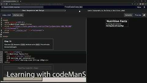 learn2code | freeCodeCamp (New) Responsive Web Design  -  Building a Nutrition Label: Step 21