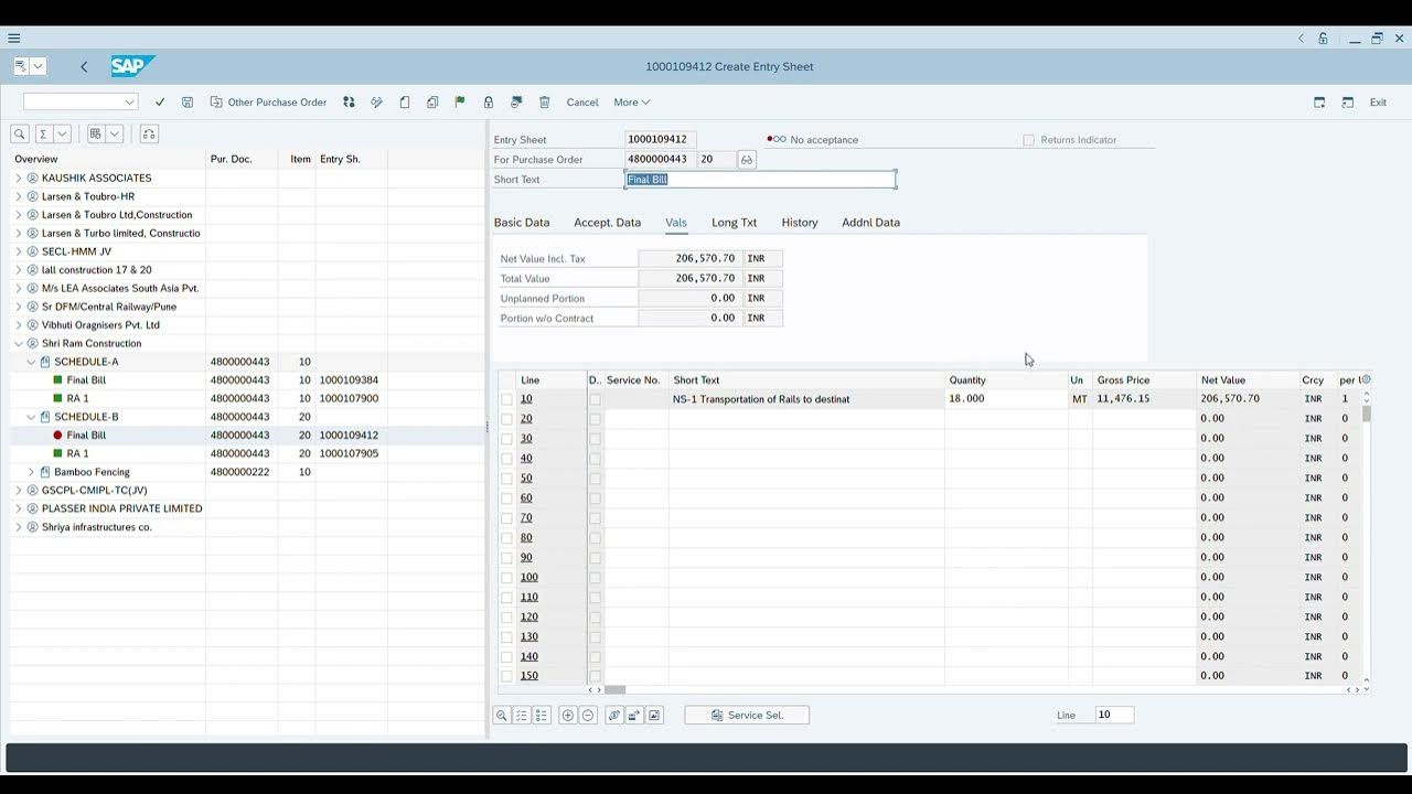 How to create service entry sheet by t code ml81n in sap dfccil 