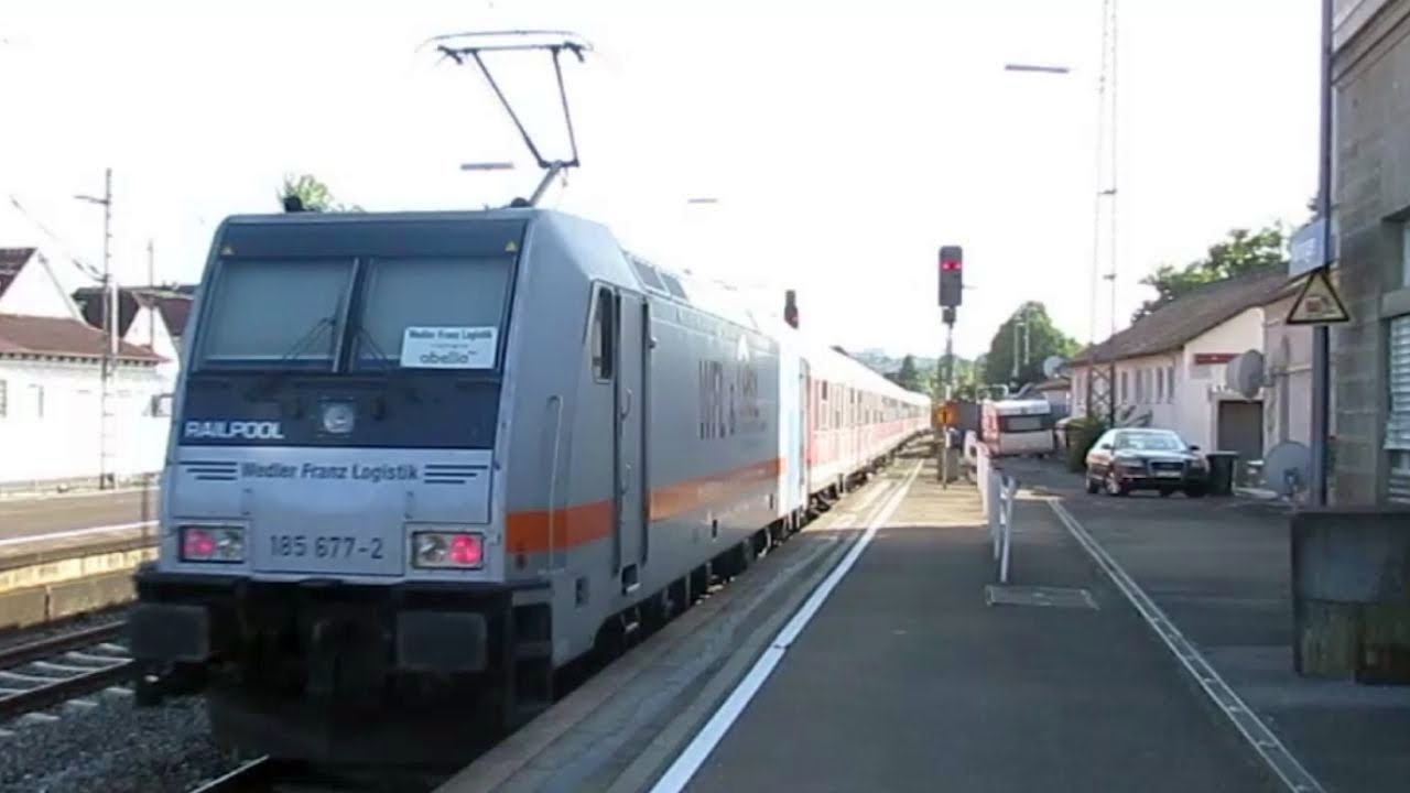 Germany Nurtingen, class 185 freight loco on an Abellio Heilbronn to