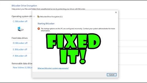 The startup options on this PC are configured incorrectly |Bit Locker error Fix | Windows 10/8/7