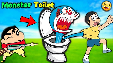 Shinchan Vs Skibidi Monster Toilet 😂 || Funny Game Skibidi Toilet 😱