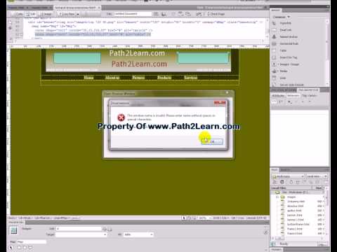 Create a  open browser window dreamweaver cs3 or cs4 in this tutorial visit www.path2learn.com