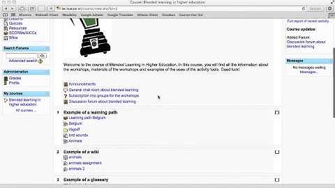 General structure of Moodle (Student)