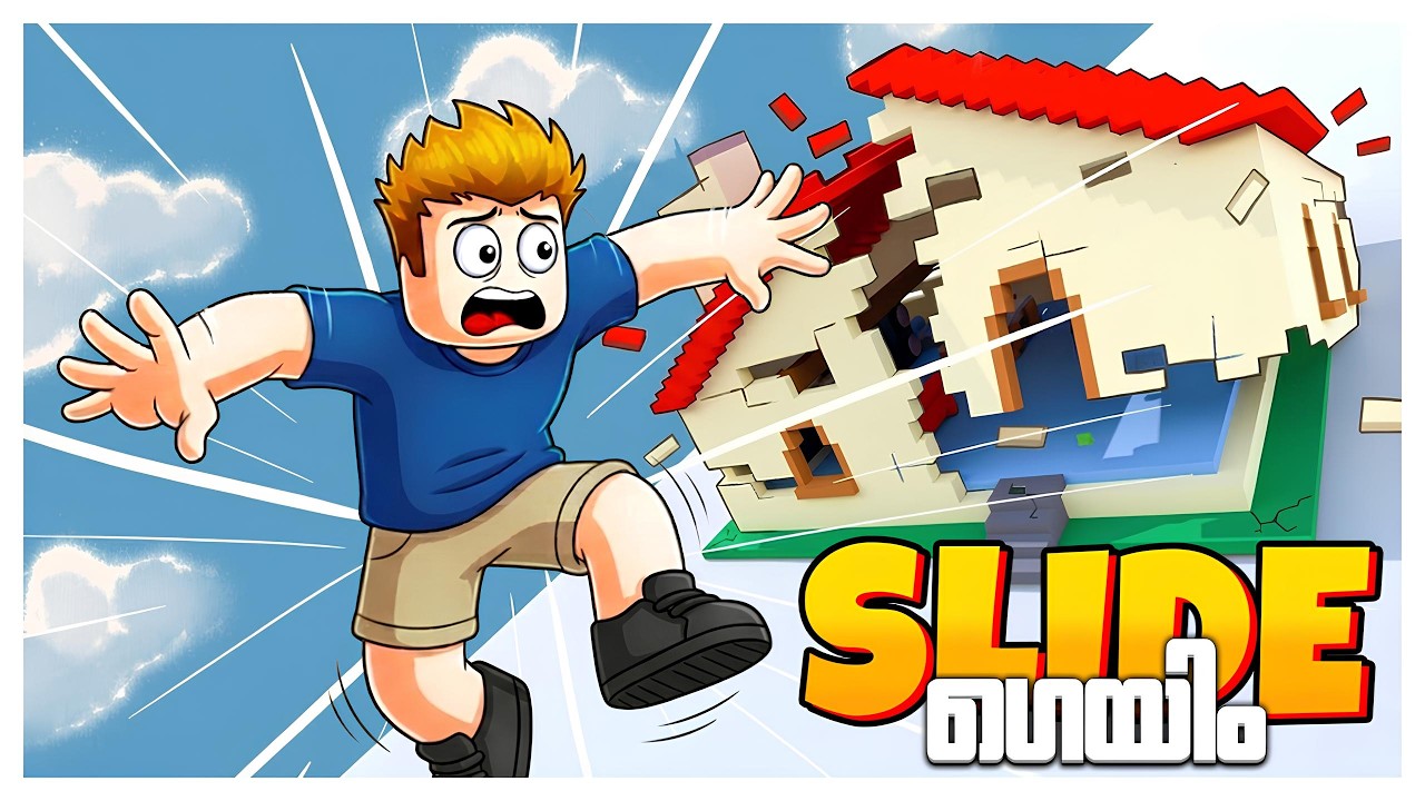 BUILDING A HOUSE AND SLIDING DOWNHILL IN ROBLOX 🤩..!!