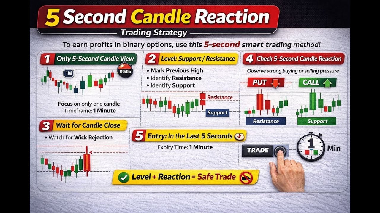 1 Minute Trading with Price Action | 5 Second Candle Reaction | Binary Options Strategy