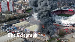 video: Southampton match called off after huge fire near St Mary’s Stadium