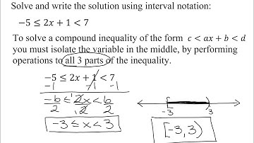 Solve & Graph Compound Linear Inequality: -5 is Less Than or Equal to 2x+1 Which is Also Less Than 7