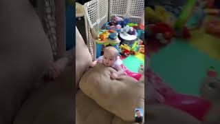 Baby's reaction when you throw a piece of cheese in his face🤣