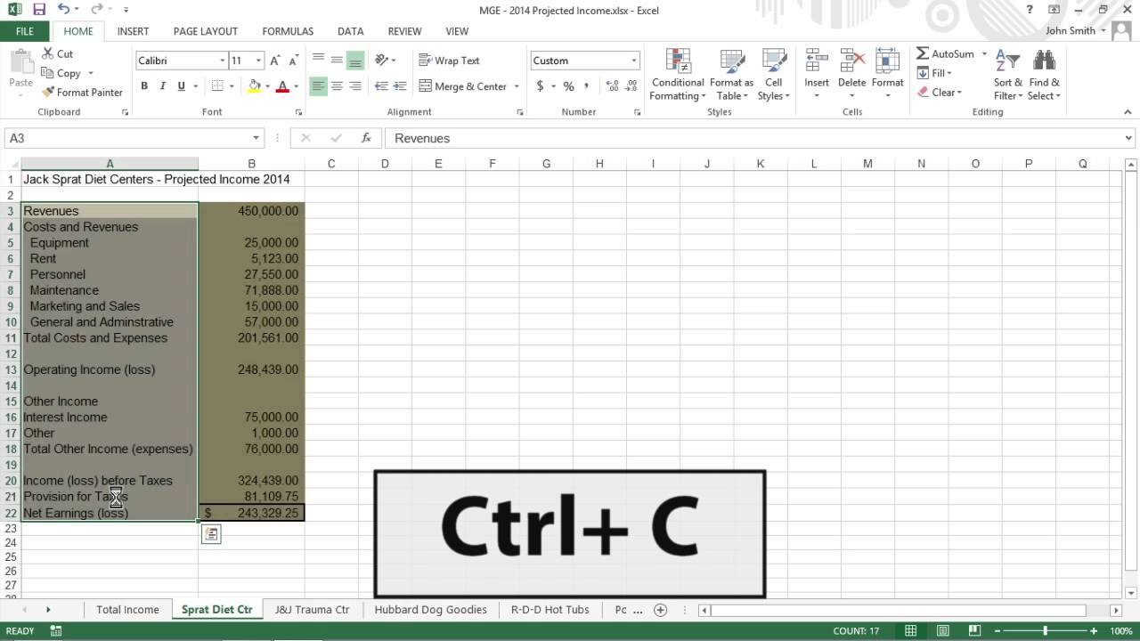 How To Total The Data On Different Worksheets In Excel 2013 For