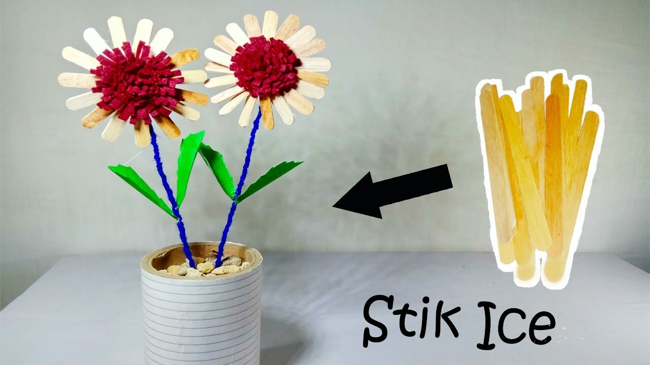 Cara Membuat  Bunga  Matahari Dari  Stik Ice  YouTube