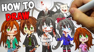 How To Draw Gacha Life Creepypasta Characters (Jeff the Killer, Slenderman, Clockwork + More!)