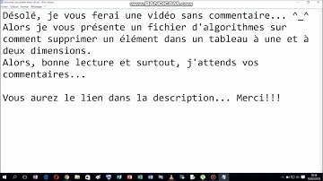 Algorithme Supprimer un élément dans un tableau