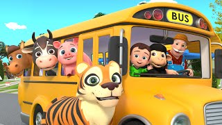 Wheels on the Bus - Animals Ride a Bus | Baby Policeman Song | Nursery Rhymes & Kids Songs