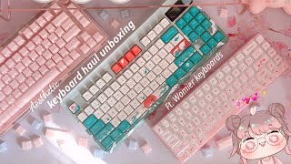 aesthetic & cozy keyboard unboxing haul 🌸ft. Womier mechanical keyboards 🐋🌊 typing asmr