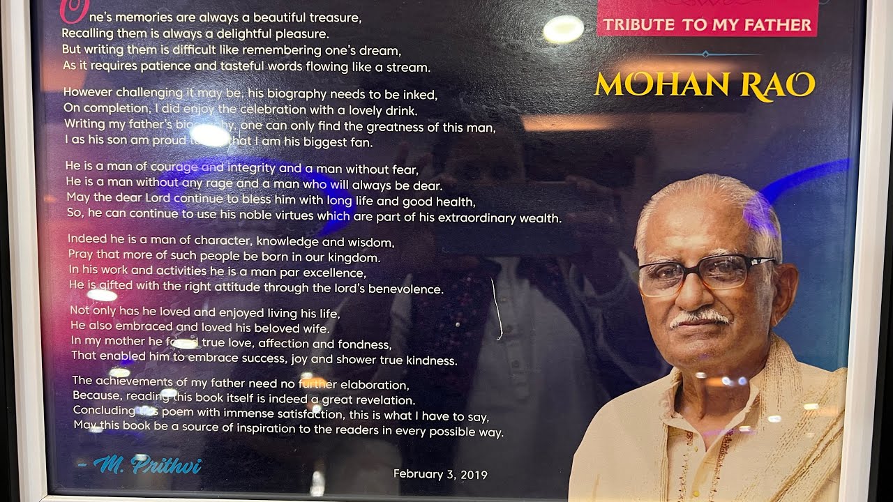 Mohan Rao Uncle Tribute to Cutfast U Mohan Rao @woodlandshotel Chennai - YouTube