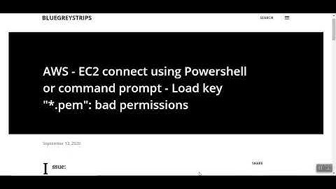 AWS - EC2 connect using Powershell or command prompt - Load key "*.pem": bad permissions