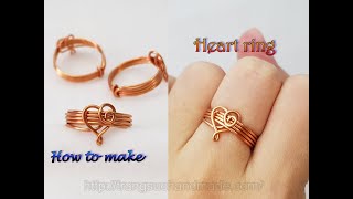 Heart rings - How to make jewelry from copper wire 557