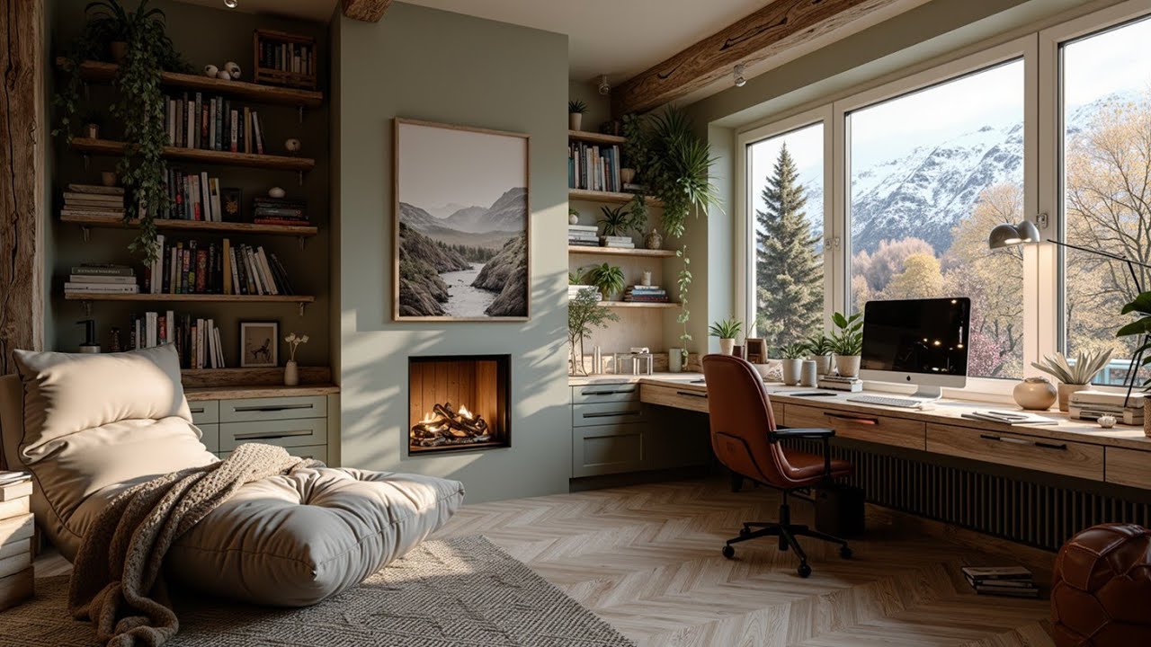 Deep Work Winter Magic ~ Cozy Cabin Office & Serene Snow Retreat ...