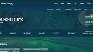 Aurora Mine $62 5th Instant Live Withdraw | Totaling $188 Free Bitcoins!